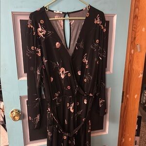 Maurices Floral Black Jumpsuit 2X